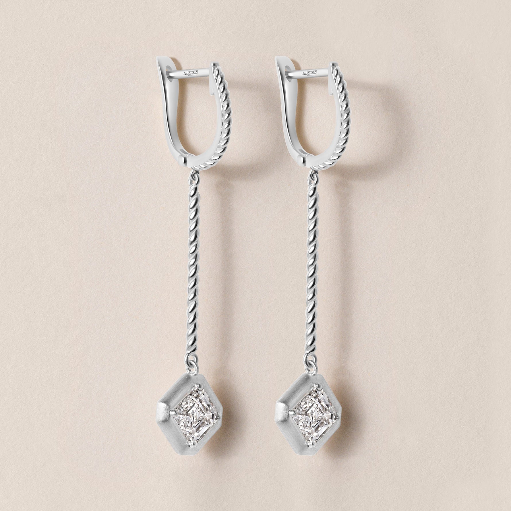 Riviera Asscher Cascade Drop Earrings ABE-238V3-AS-LGD-2  - Abtin & Co.