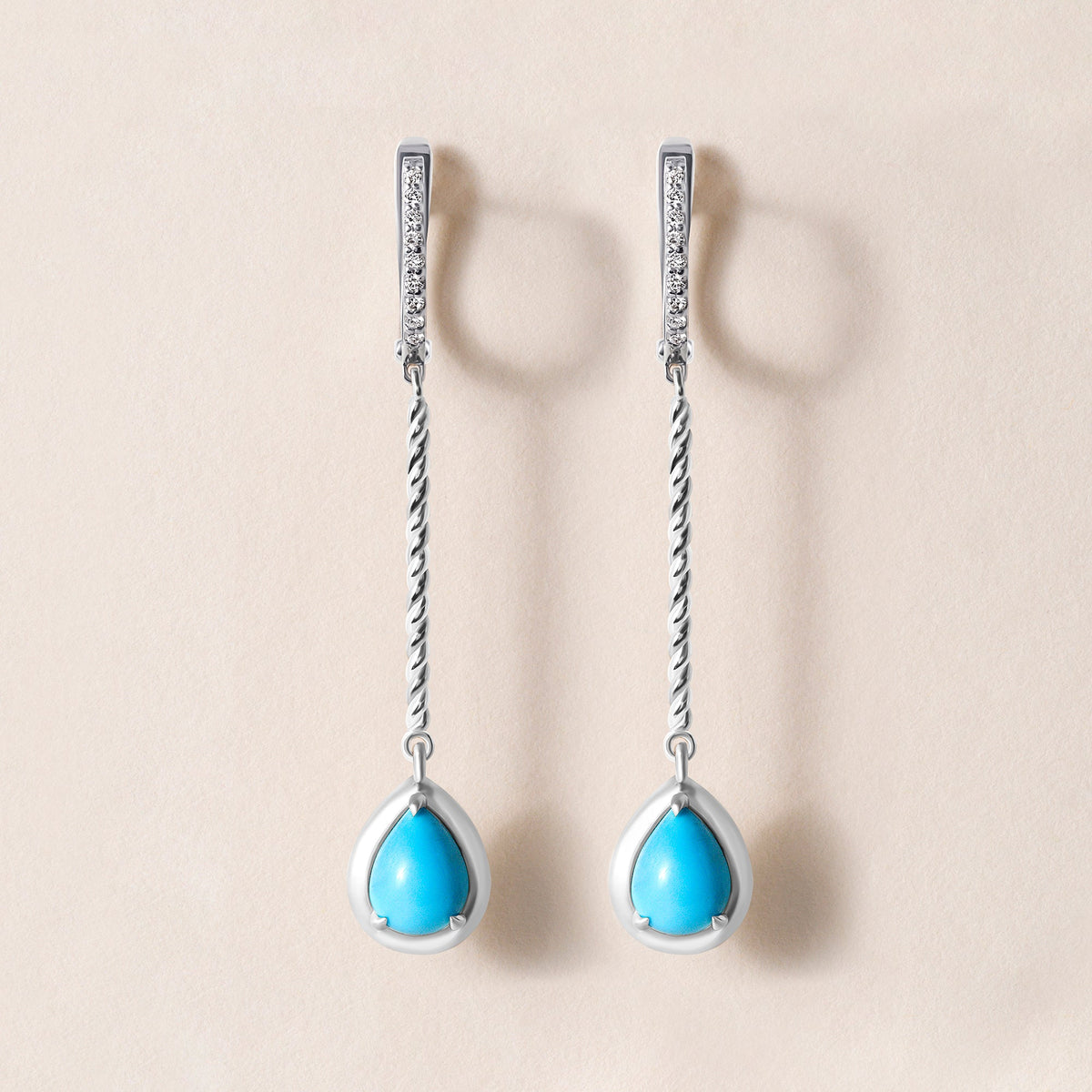 Riviera Cascade Teardrop Turquoise Earrings Earring ABE-238V5-PR-TQD-1  - Abtin & Co.