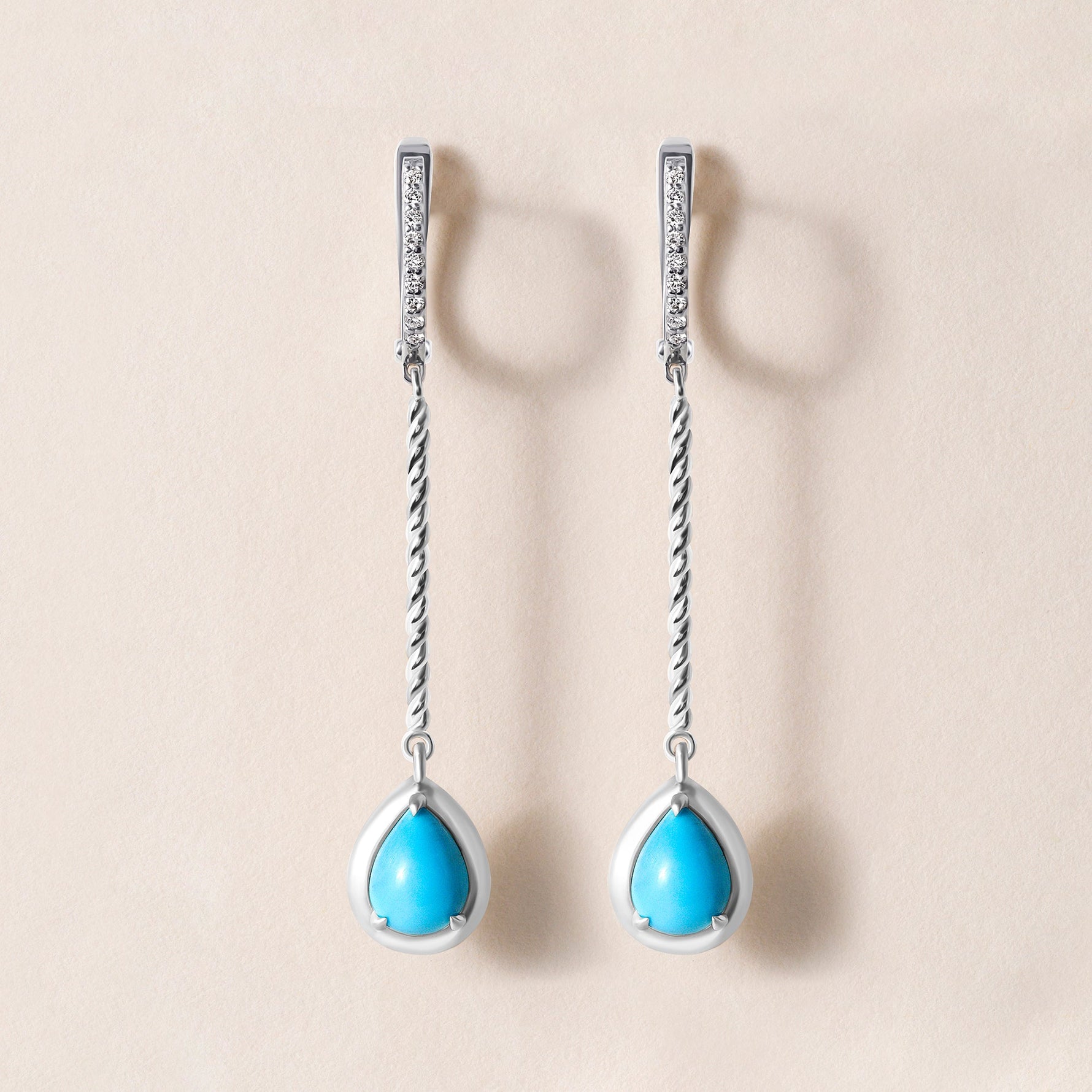 Riviera Cascade Teardrop Turquoise Earrings Earring ABE-238V5-PR-TQD-1  - Abtin & Co.
