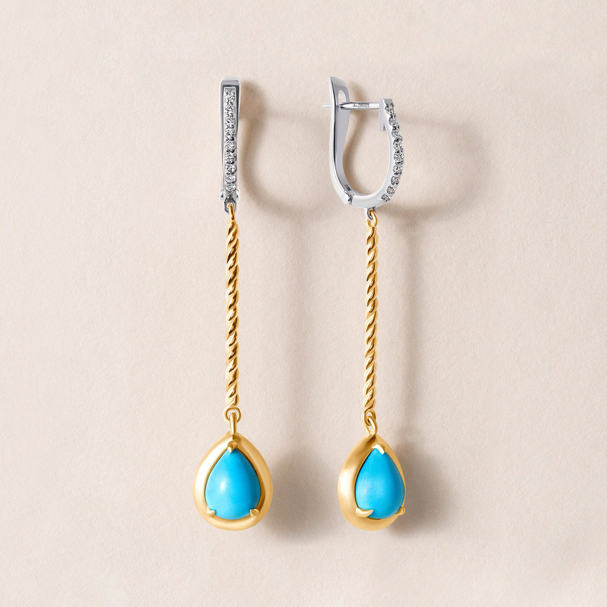 Riviera Cascade Teardrop Turquoise Earrings Earring ABE-238V5-PR-TQD-1  - Abtin & Co.