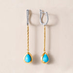 Riviera Cascade Teardrop Turquoise Earrings Earring ABE-238V5-PR-TQD-1  - Abtin & Co.