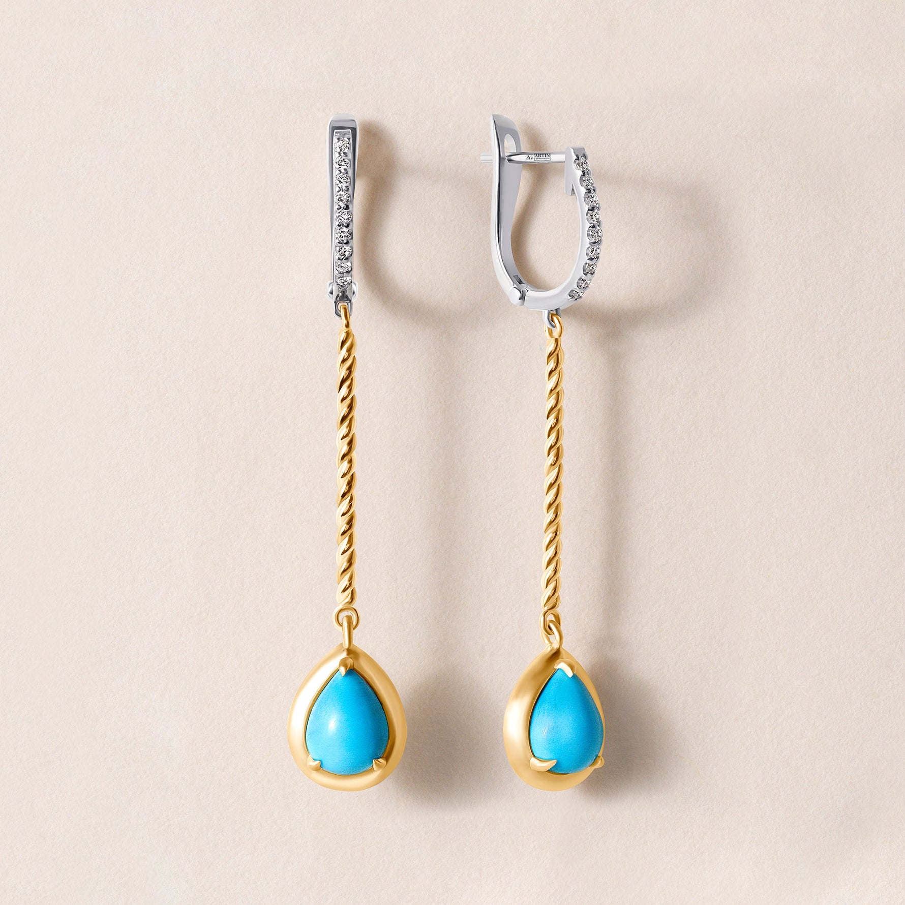 Riviera Cascade Teardrop Turquoise Earrings Earring ABE-238V5-PR-TQD-1  - Abtin & Co.