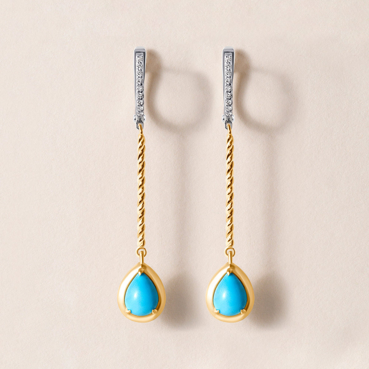 Riviera Cascade Teardrop Turquoise Earrings Earring ABE-238V5-PR-TQD-1  - Abtin & Co.