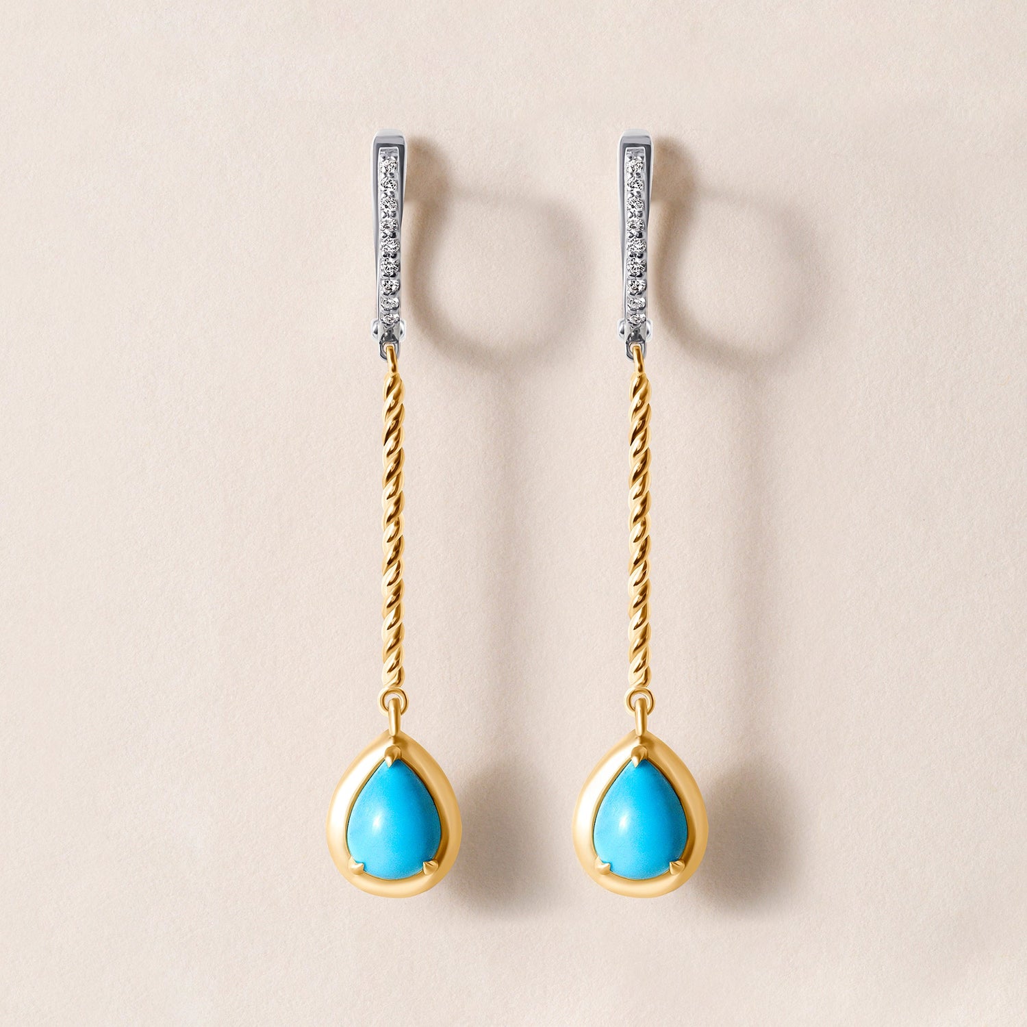 Riviera Cascade Teardrop Turquoise Earrings Earring ABE-238V5-PR-TQD-1  - Abtin & Co.