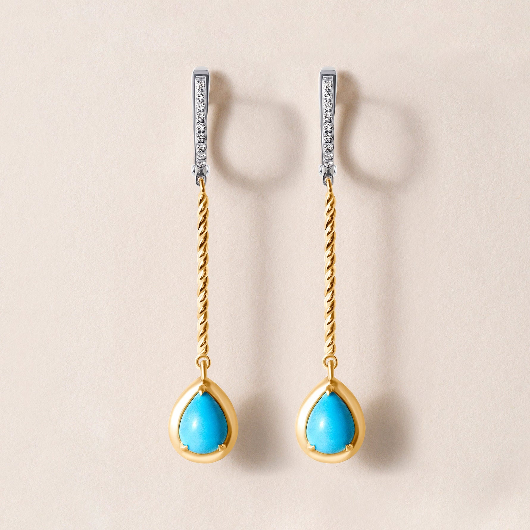 Riviera Cascade Teardrop Turquoise Earrings Earring ABE-238V5-PR-TQD-1  - Abtin & Co.