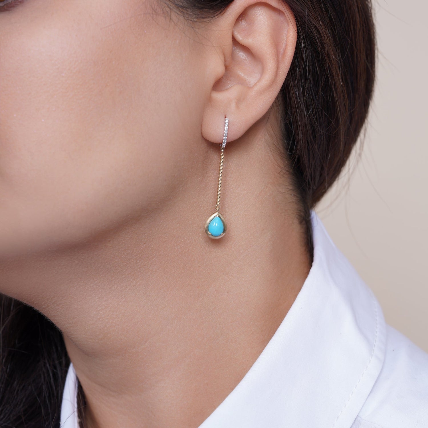 Riviera Cascade Teardrop Turquoise Earrings Earring ABE-238V5-PR-TQD-1  - Abtin & Co.