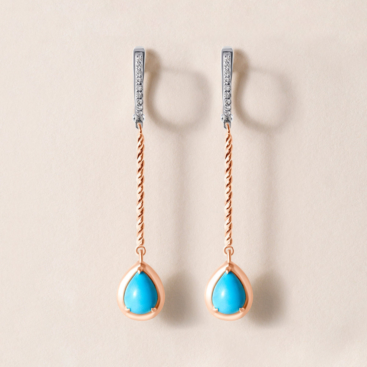 Riviera Cascade Teardrop Turquoise Earrings Earring ABE-238V5-PR-TQD-2  - Abtin & Co.