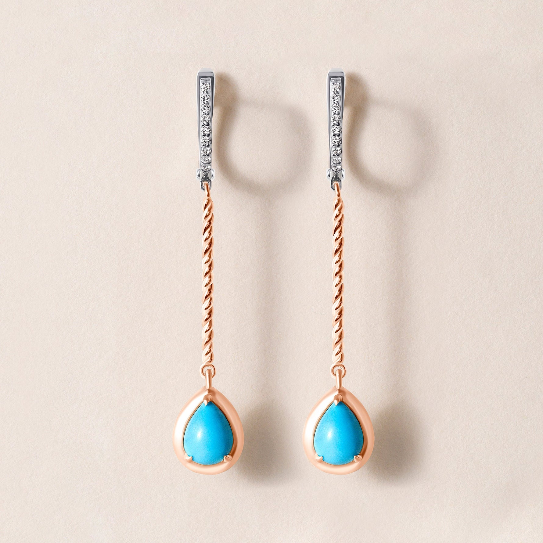 Riviera Cascade Teardrop Turquoise Earrings Earring ABE-238V5-PR-TQD-2  - Abtin & Co.