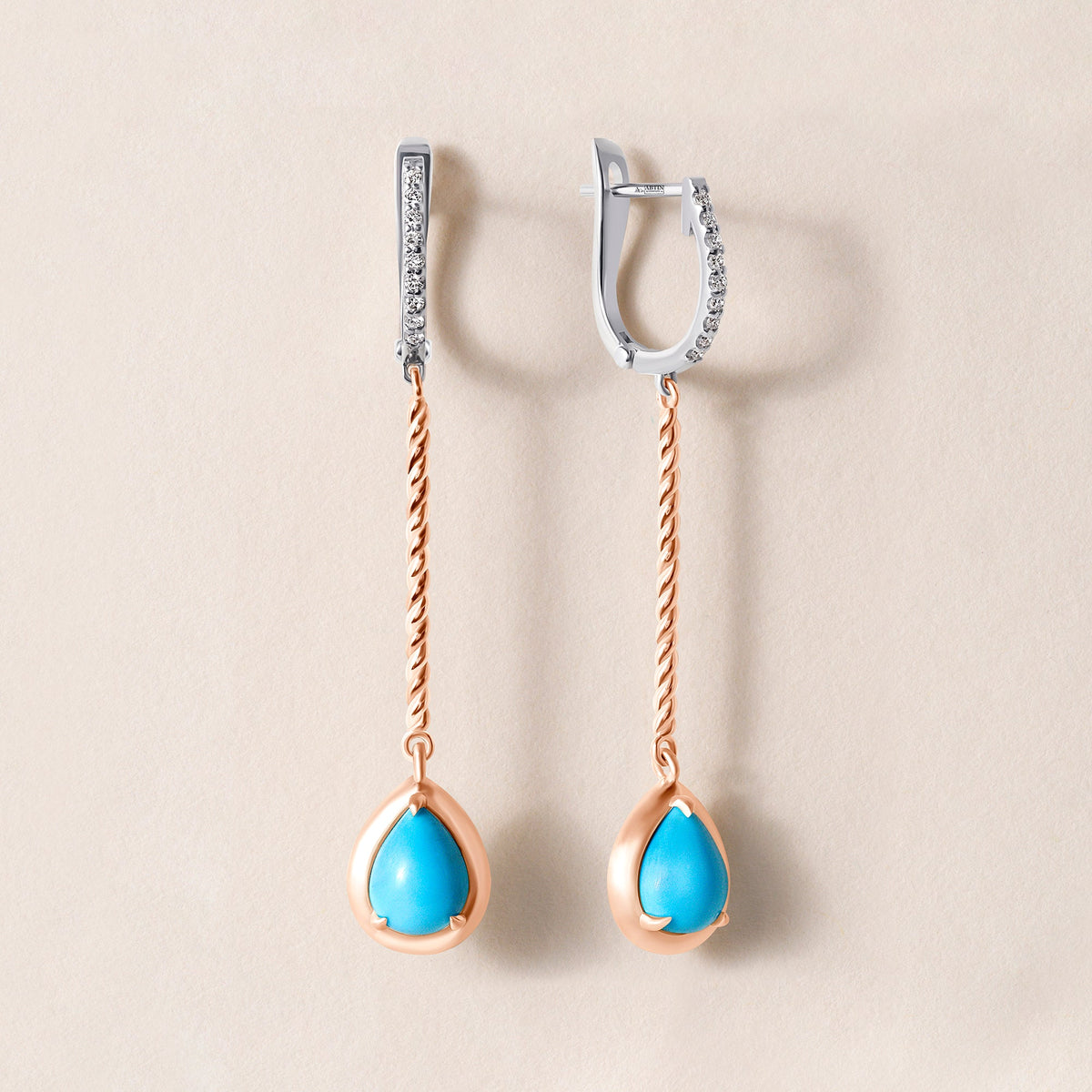 Riviera Cascade Teardrop Turquoise Earrings Earring ABE-238V5-PR-TQD-3  - Abtin & Co.