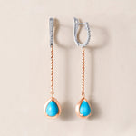 Riviera Cascade Teardrop Turquoise Earrings Earring ABE-238V5-PR-TQD-3  - Abtin & Co.