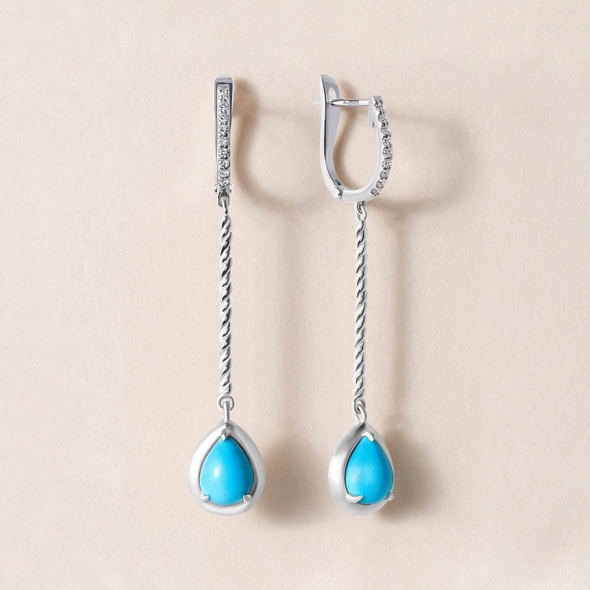 Riviera Cascade Teardrop Turquoise Earrings Earring ABE-238V5-PR-TQD-2  - Abtin & Co.