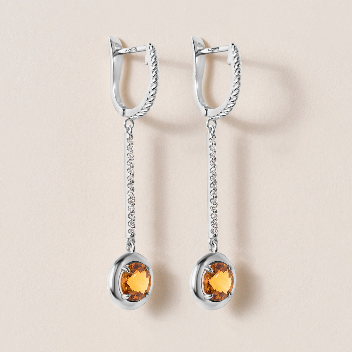 Riviera Citrine Bezel Drop Earrings Earring ABE-238V4-RD-CTD-2  - Abtin & Co.