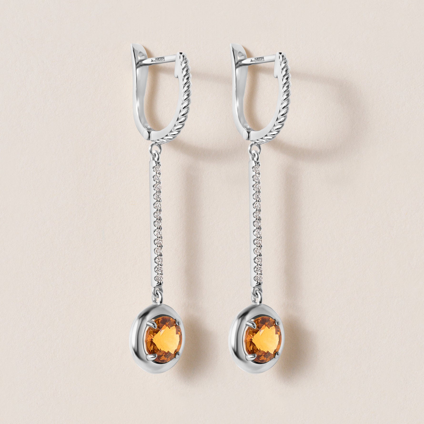 Riviera Citrine Bezel Drop Earrings Earring ABE-238V4-RD-CTD-2  - Abtin & Co.