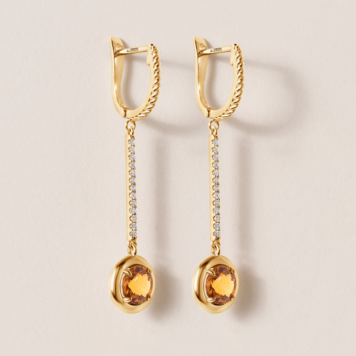 Riviera Citrine Bezel Drop Earrings Earring ABE-238V4-RD-CTD-1  - Abtin & Co.