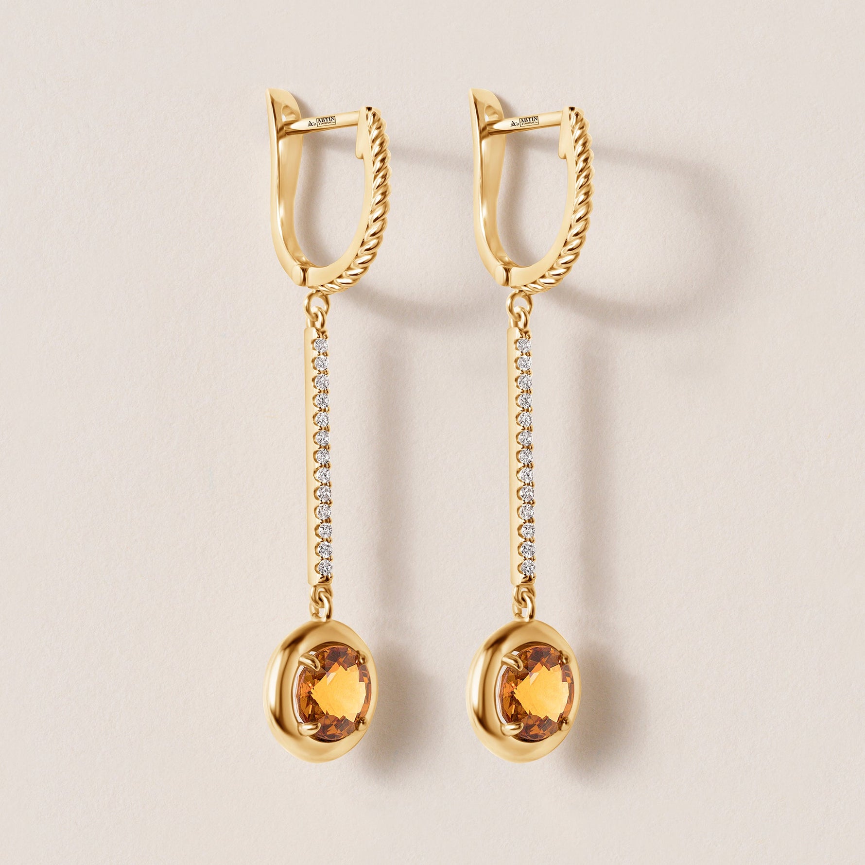 Riviera Citrine Bezel Drop Earrings Earring ABE-238V4-RD-CTD-1  - Abtin & Co.
