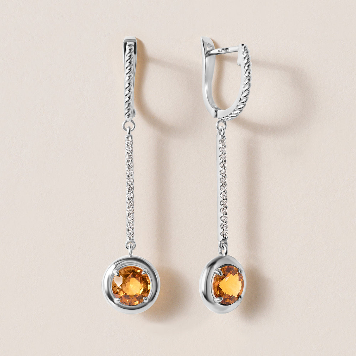 Riviera Citrine Bezel Drop Earrings Earring ABE-238V4-RD-CTD-2  - Abtin & Co.