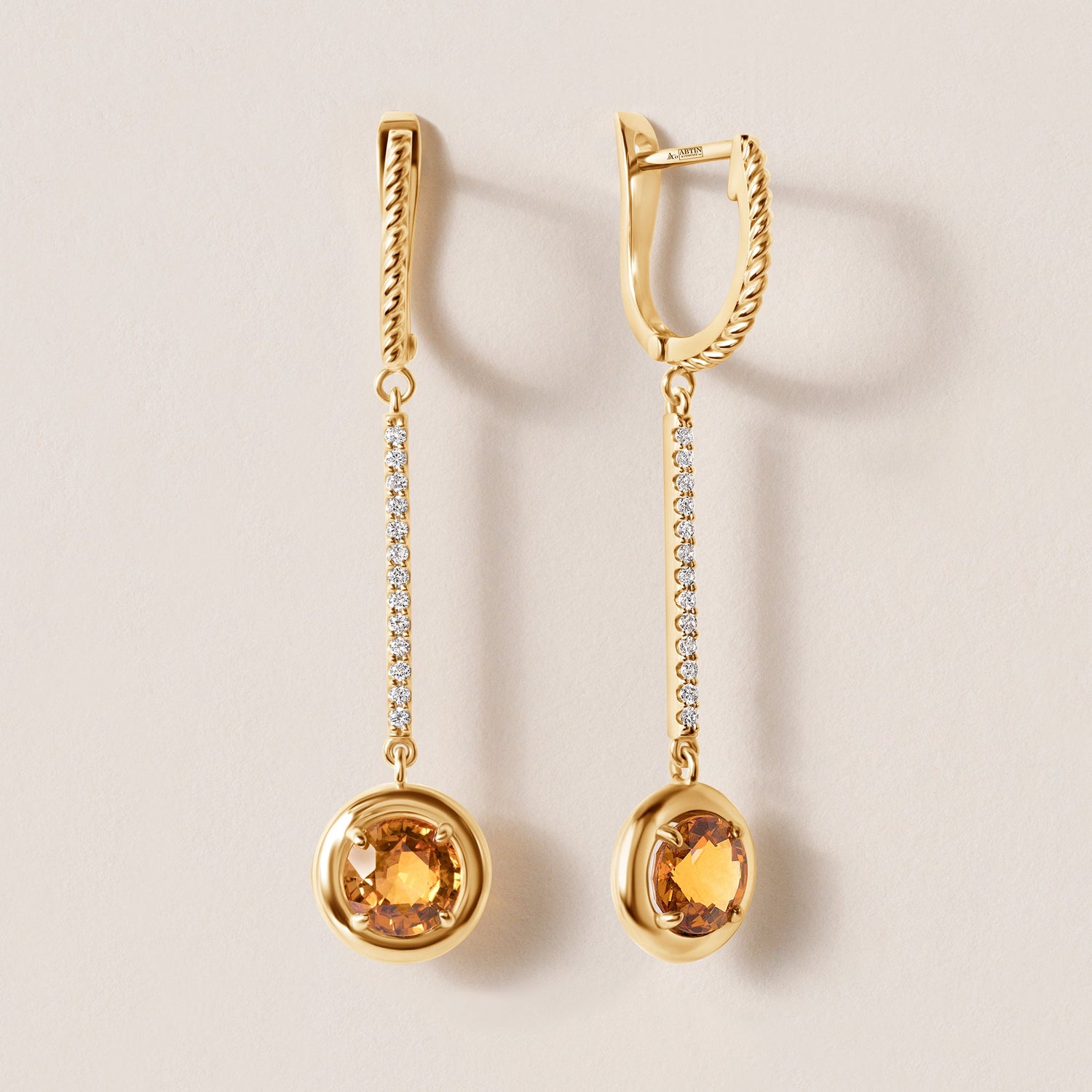 Riviera Citrine Bezel Drop Earrings Earring ABE-238V4-RD-CTD-1  - Abtin & Co.