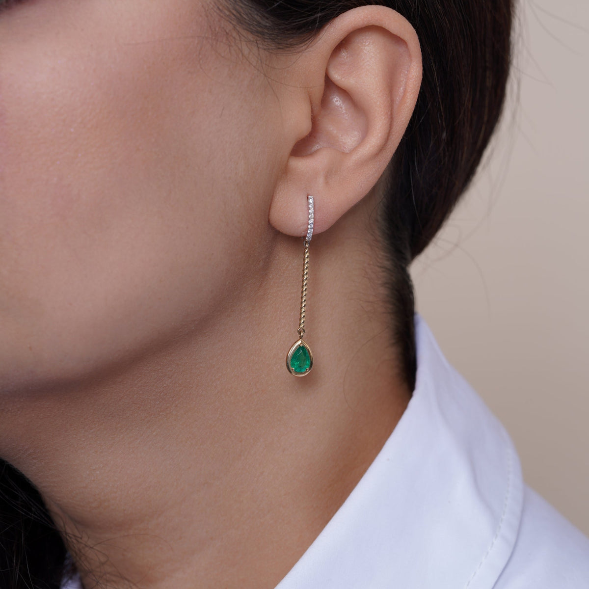 Riviera Emerald Cascade Earrings Earring ABE-237V5-PR-EMD-1  - Abtin & Co.