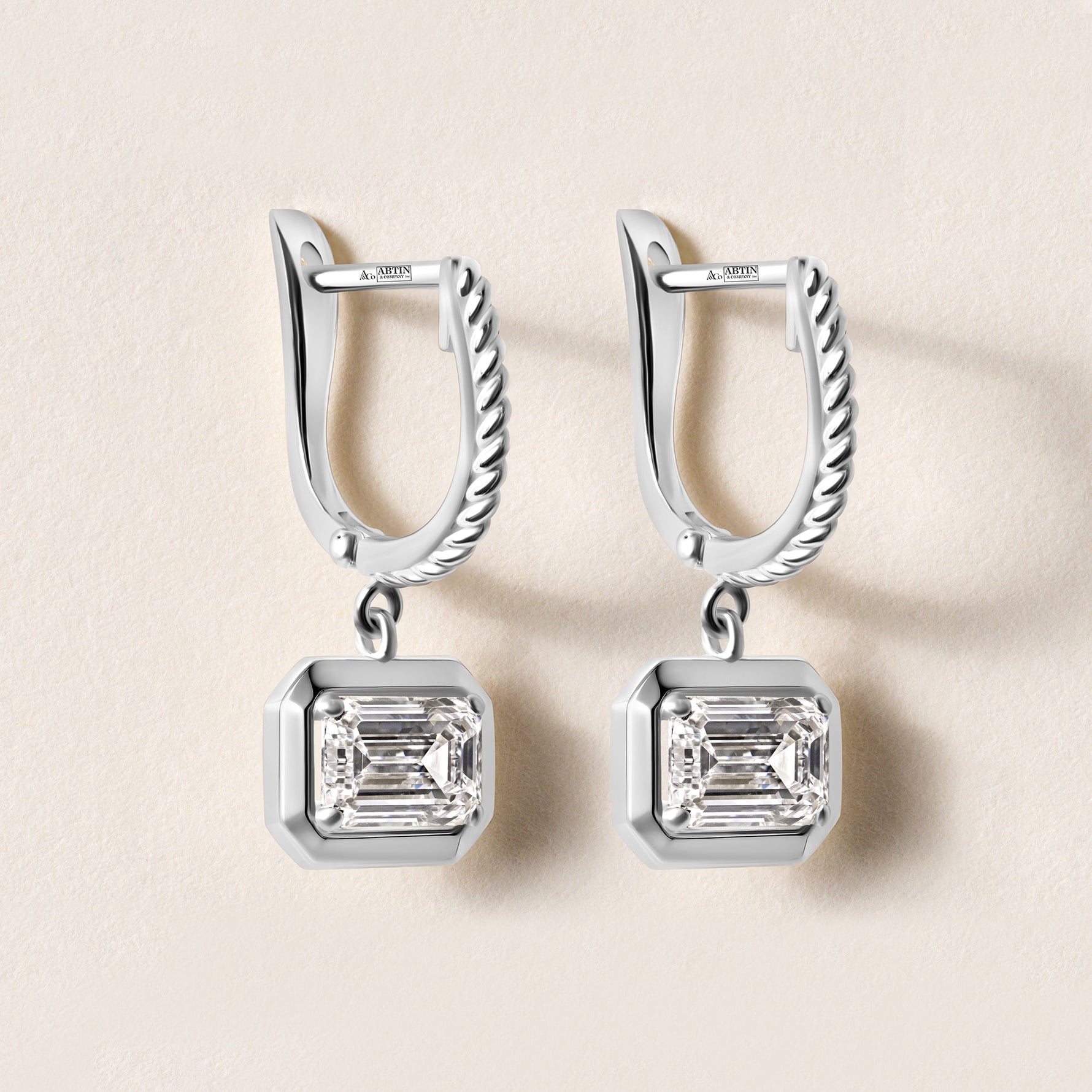 Riviera Emerald Cut Drop Earrings Earring ABE-238V7-EM-LGD-4  - Abtin & Co.