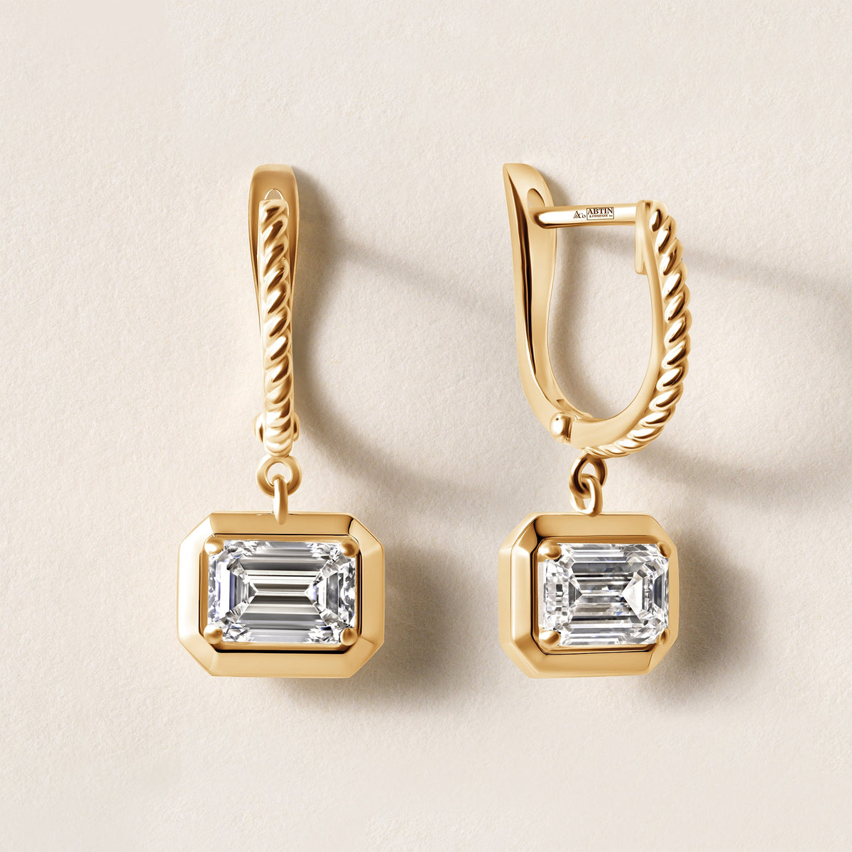 Riviera Emerald Cut Drop Earrings Earring ABE-238V7-EM-LGD-1  - Abtin & Co.