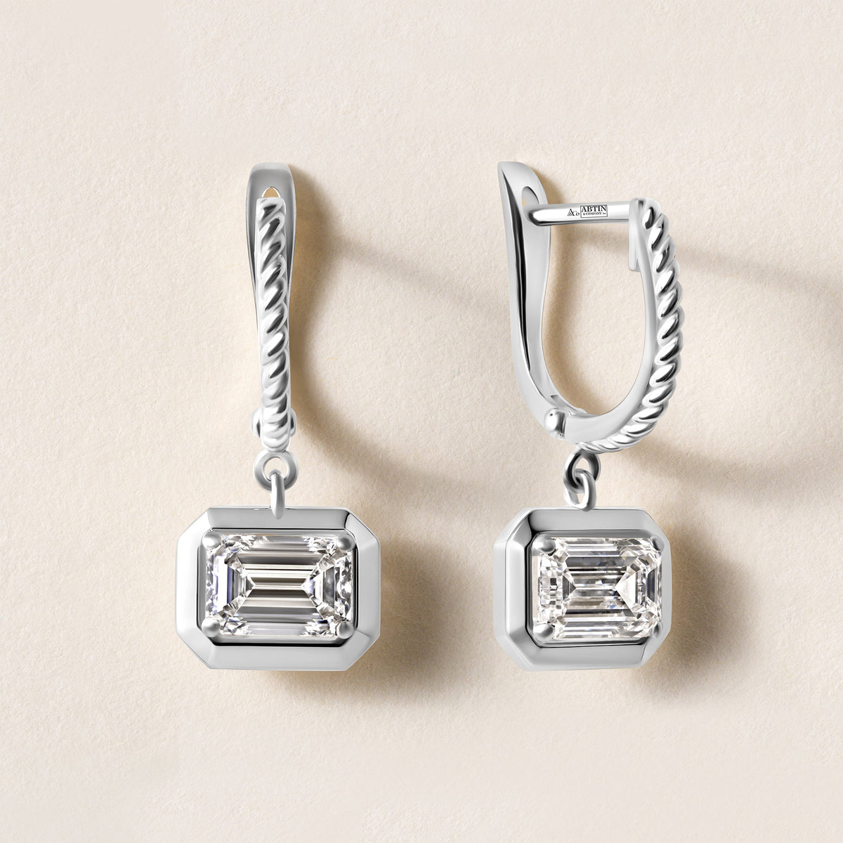 Riviera Emerald Cut Drop Earrings Earring ABE-238V7-EM-LGD-4  - Abtin & Co.