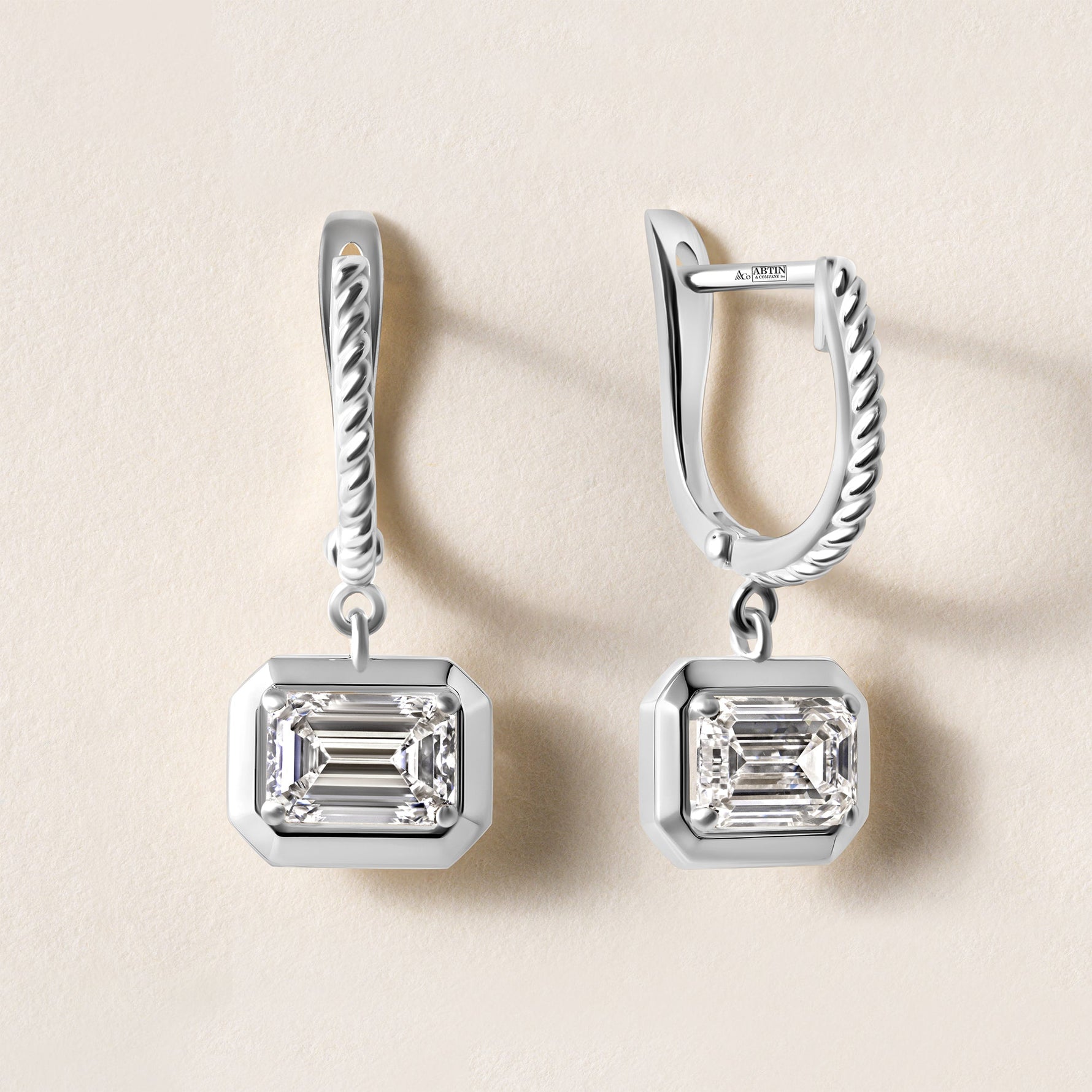 Riviera Emerald Cut Drop Earrings Earring ABE-238V7-EM-LGD-4  - Abtin & Co.