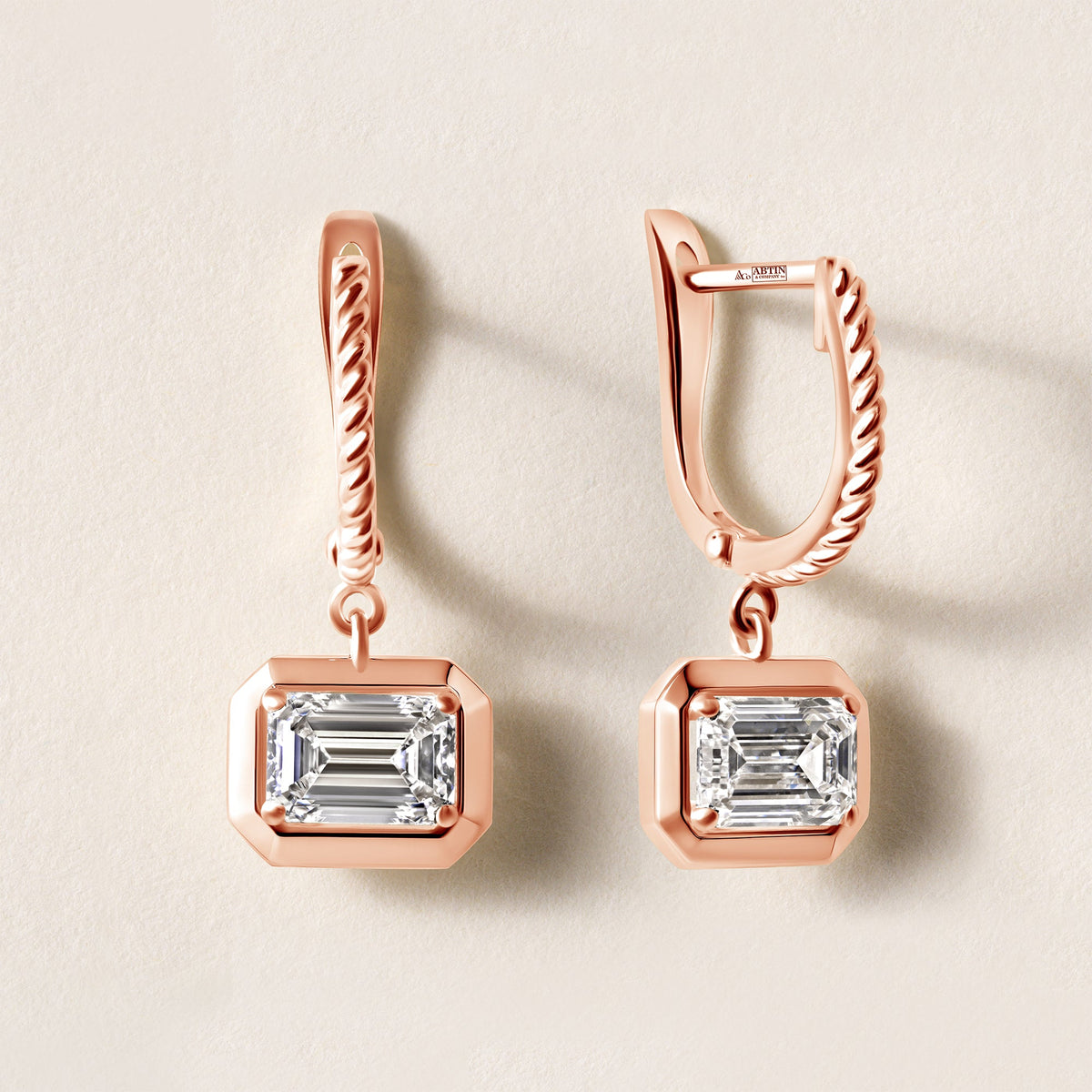 Riviera Emerald Cut Drop Earrings Earring ABE-238V7-EM-LGD-7  - Abtin & Co.