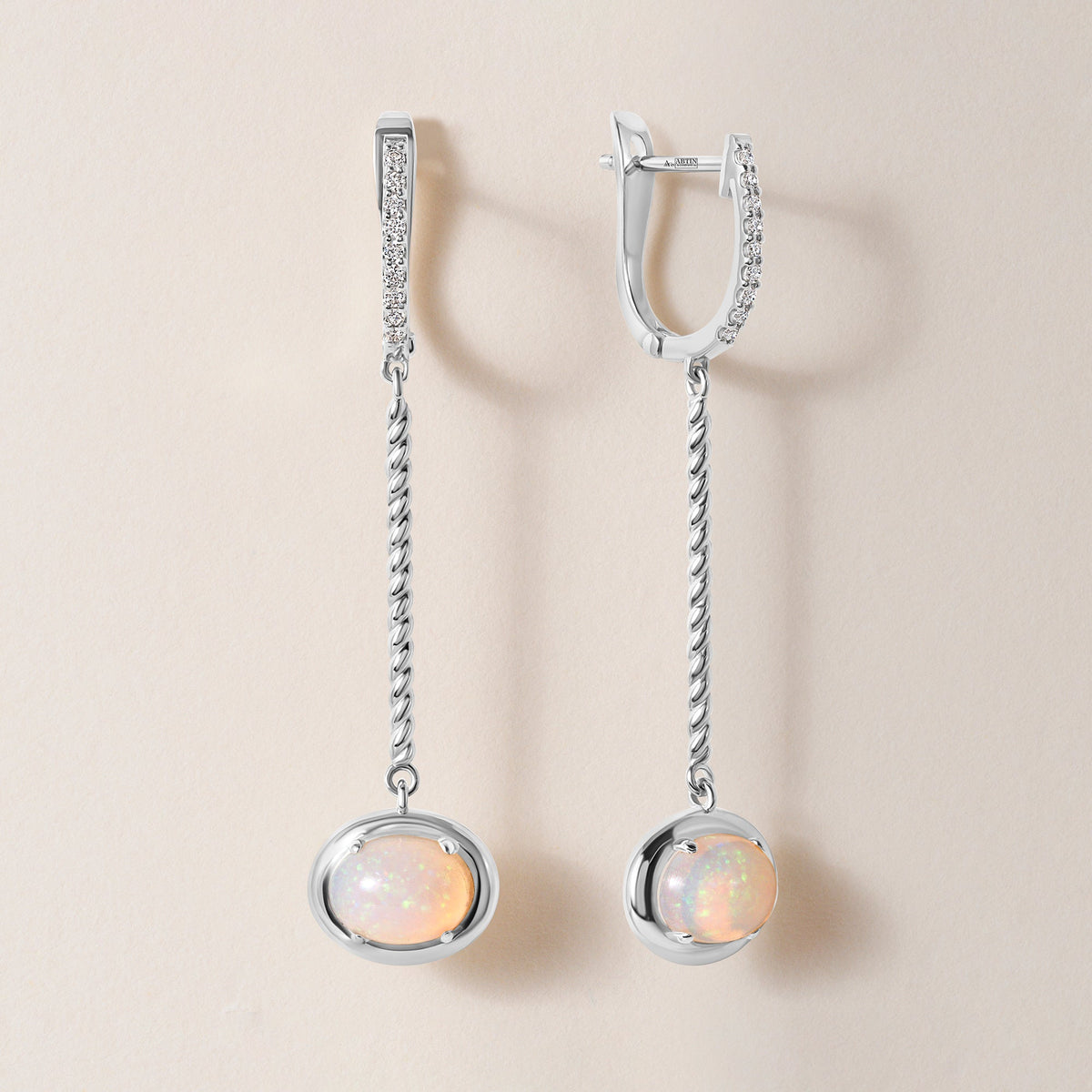 Riviera Fire Opal Cascade Earrings Earring ABE-238V11-OV-OPD-2  - Abtin & Co.
