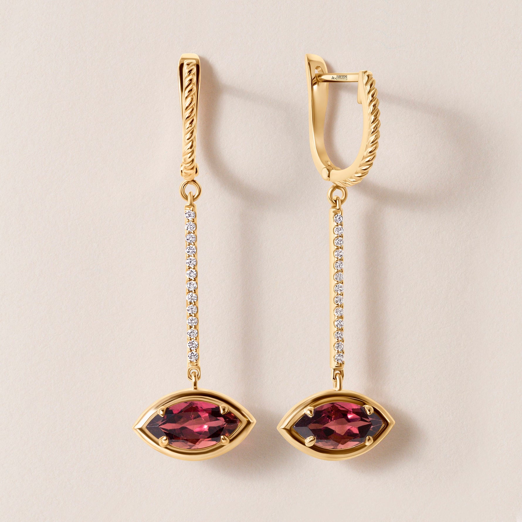 Riviera Marquise Pink Tourmaline Drop Earrings Earring ABE-238V10-MQ-PTD-1  - Abtin & Co.