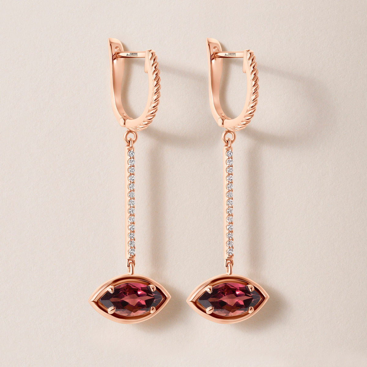 Riviera Marquise Pink Tourmaline Drop Earrings Earring ABE-238V10-MQ-PTD-3  - Abtin & Co.