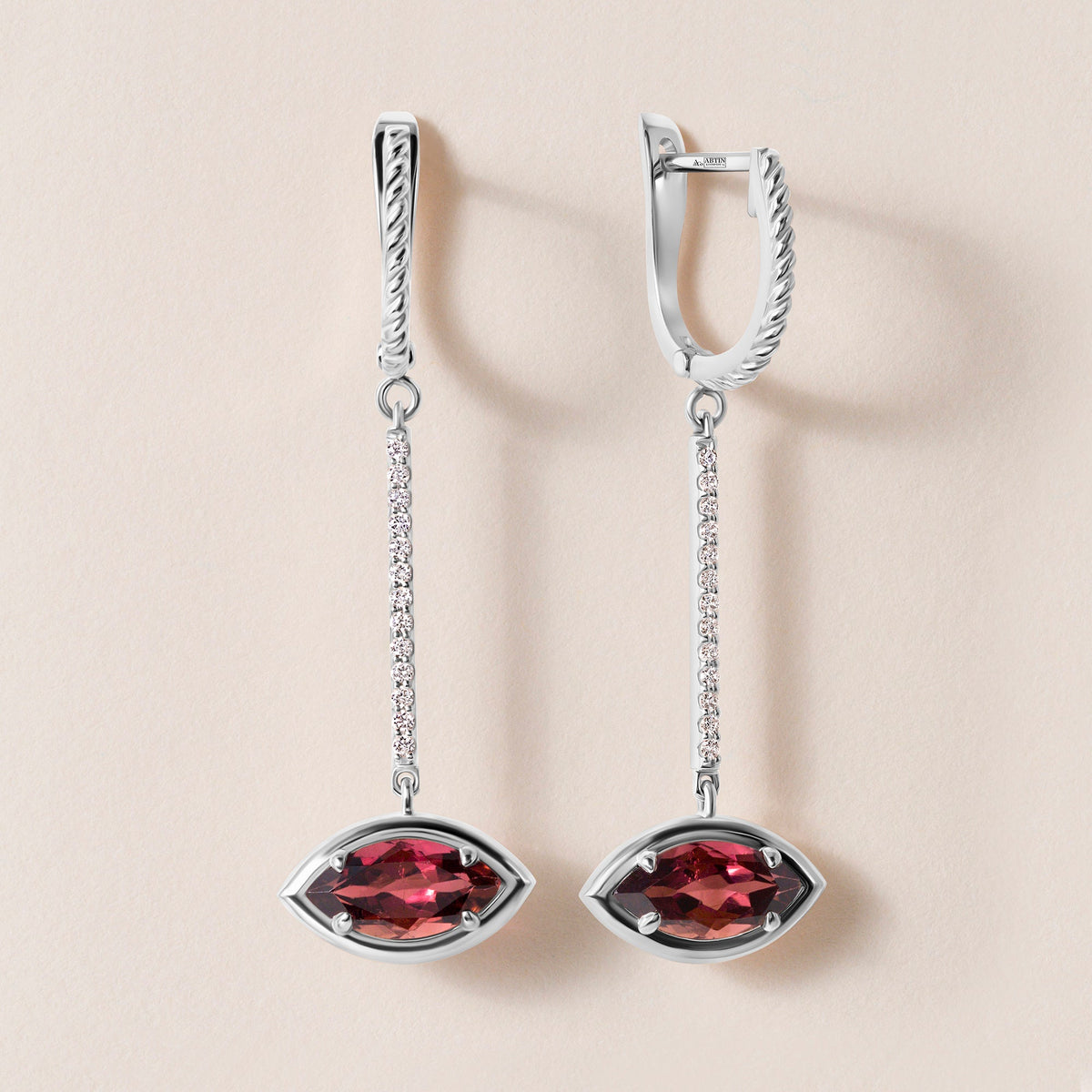 Riviera Marquise Pink Tourmaline Drop Earrings Earring ABE-238V10-MQ-PTD-2  - Abtin & Co.