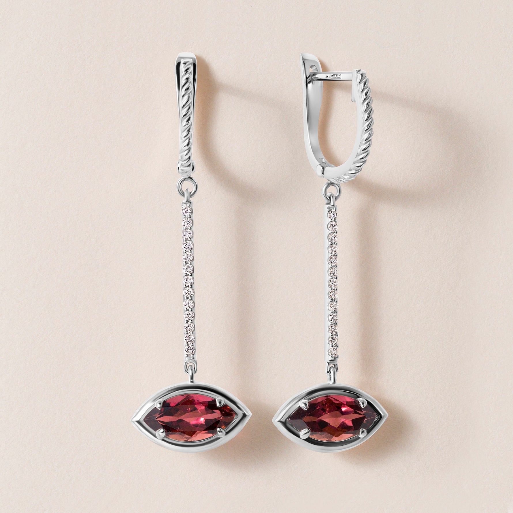 Riviera Marquise Pink Tourmaline Drop Earrings Earring ABE-238V10-MQ-PTD-2  - Abtin & Co.