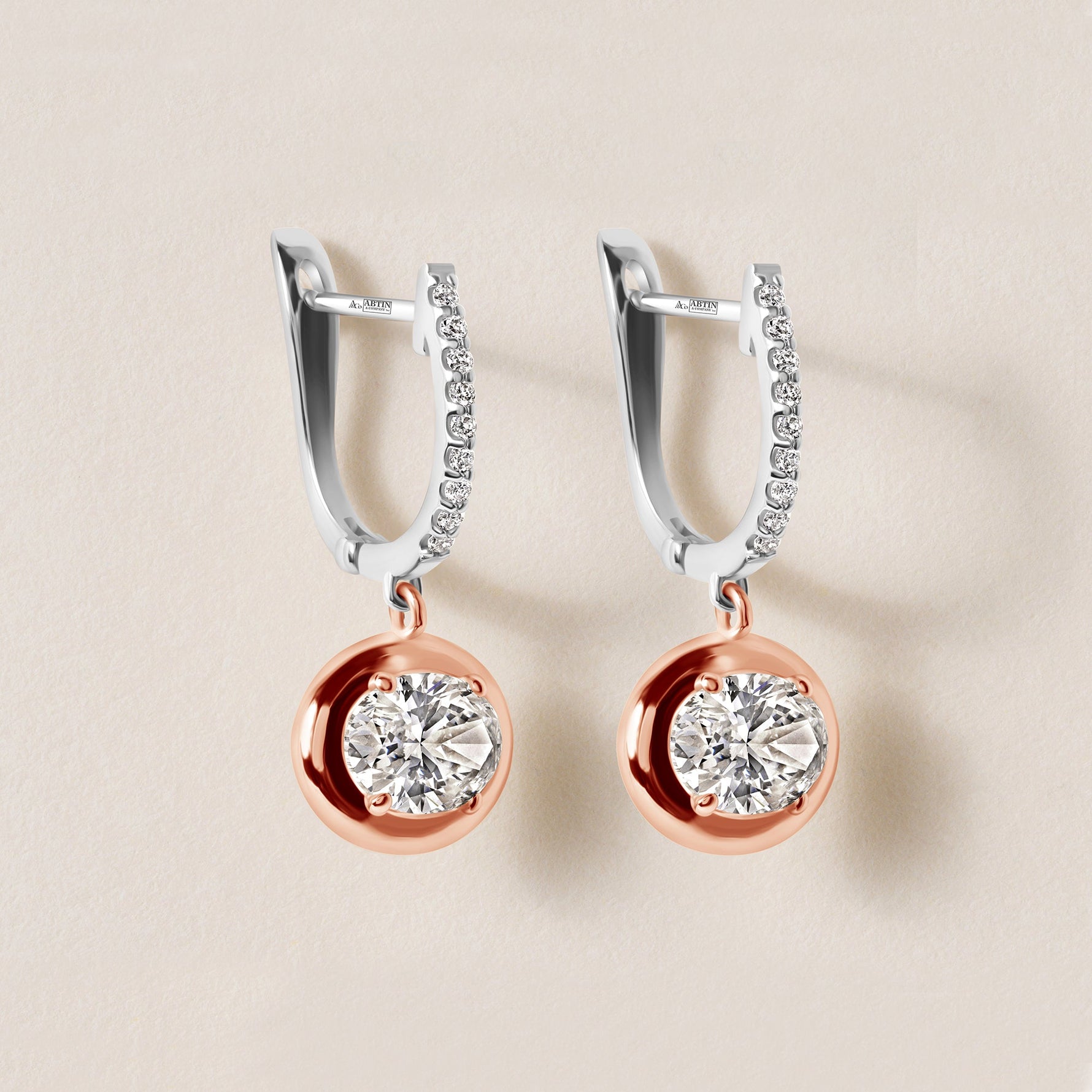 Riviera Oval Drop Earrings Earring ABE-238V8-OV-LGD-7  - Abtin & Co.