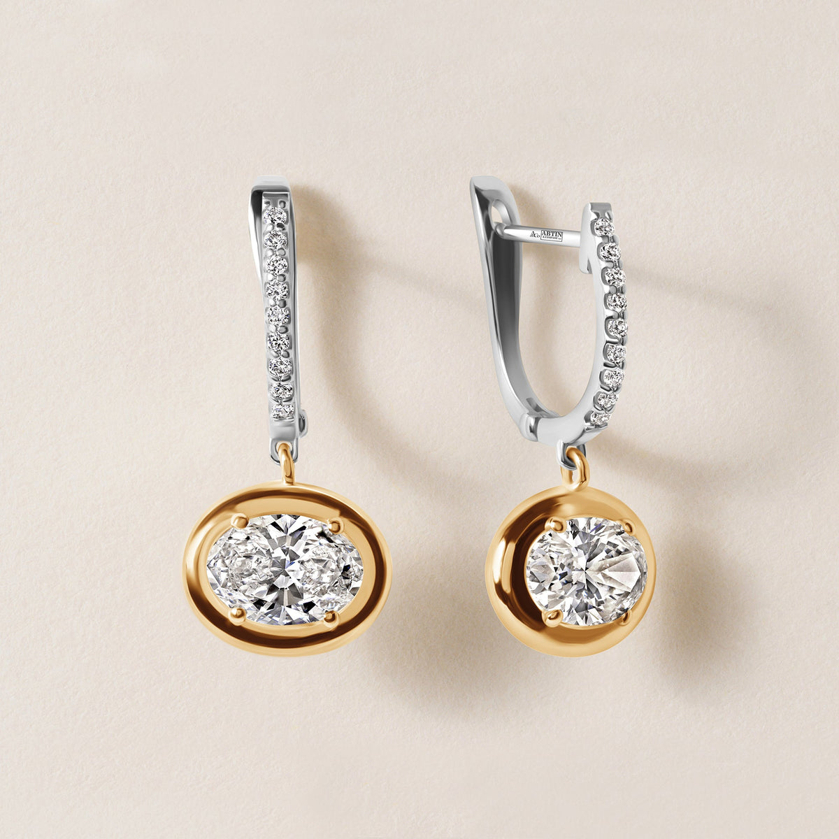 Riviera Oval Drop Earrings Earring ABE-238V8-OV-LGD-1  - Abtin & Co.