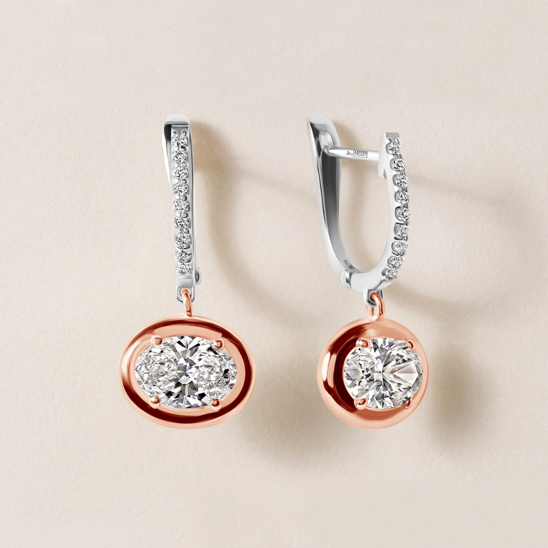Riviera Oval Drop Earrings Earring ABE-238V8-OV-LGD-7  - Abtin & Co.