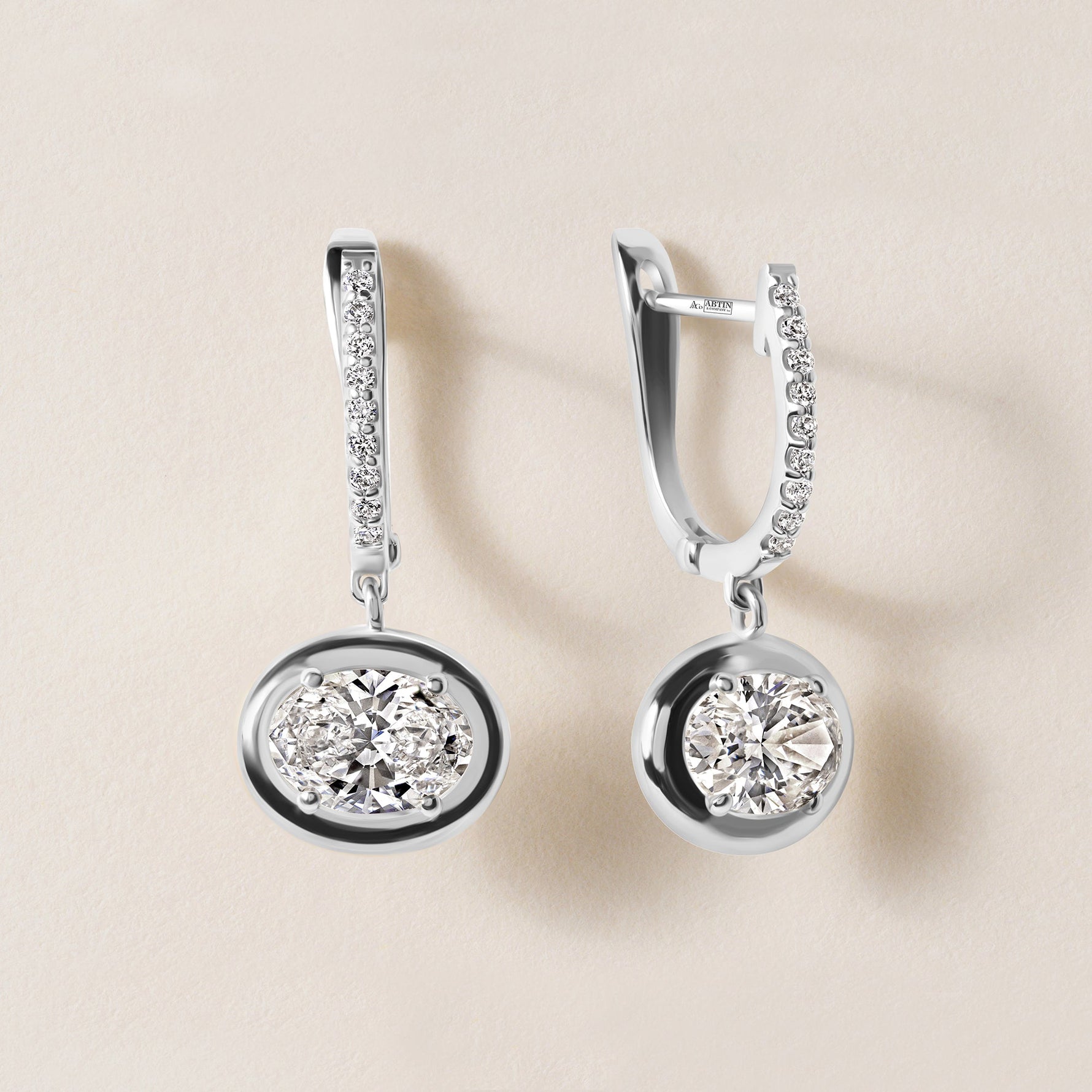 Riviera Oval Drop Earrings Earring ABE-238V8-OV-LGD-4  - Abtin & Co.