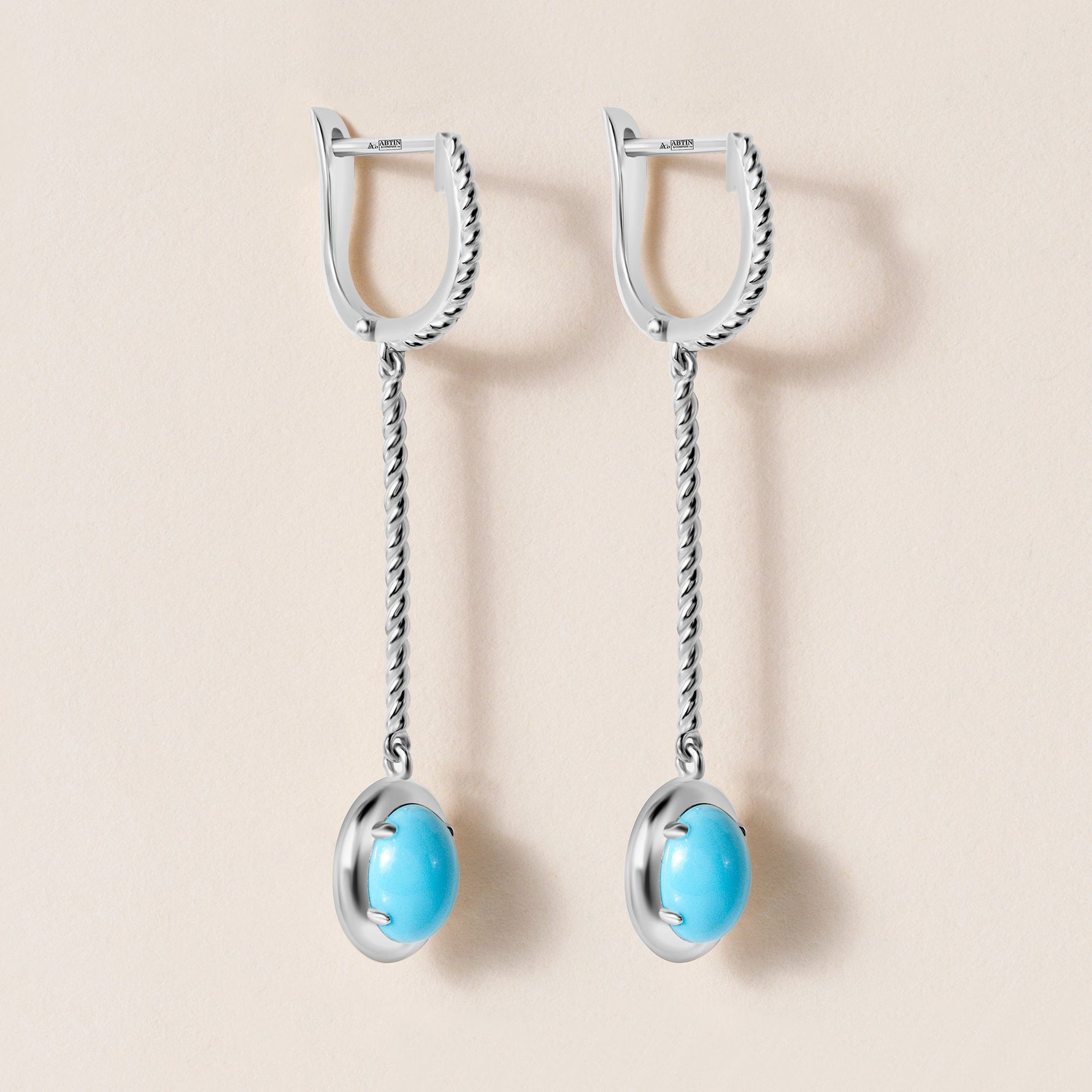Riviera Oval Turquoise Cascade Earrings Earring ABE-238V3-OV-TQF-2  - Abtin & Co.
