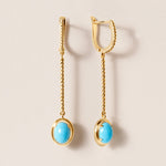 Riviera Oval Turquoise Cascade Earrings Earring ABE-238V3-OV-TQF-1  - Abtin & Co.