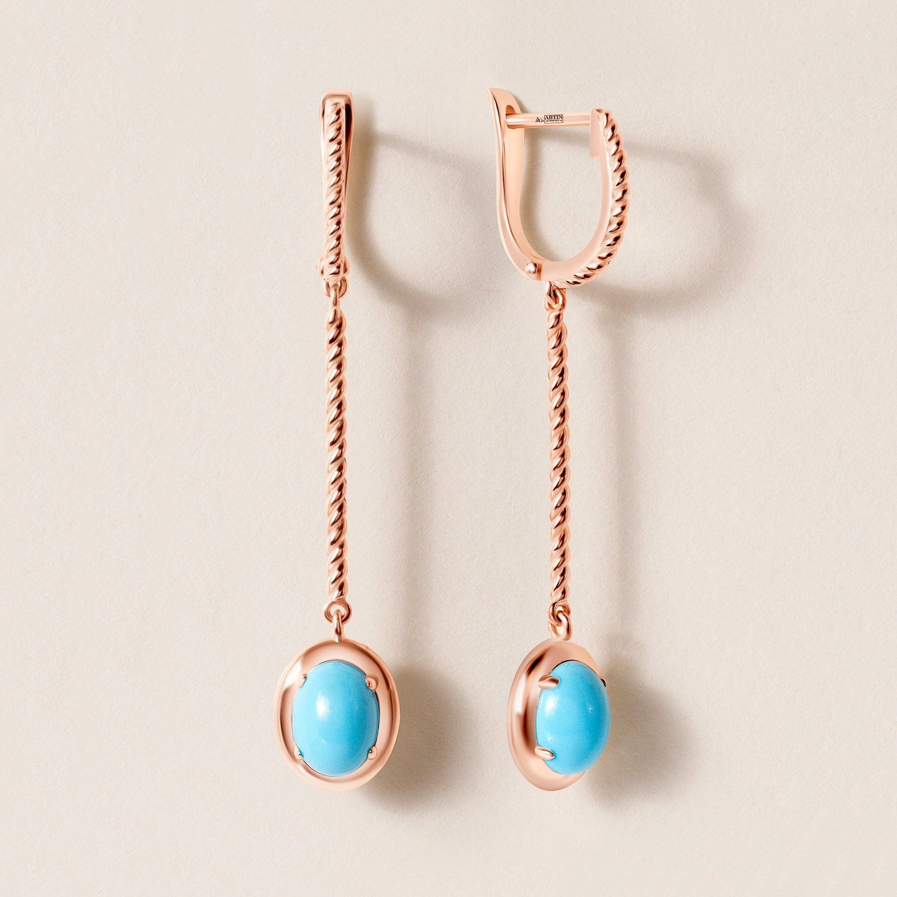 Riviera Oval Turquoise Cascade Earrings Earring ABE-238V3-OV-TQF-3  - Abtin & Co.
