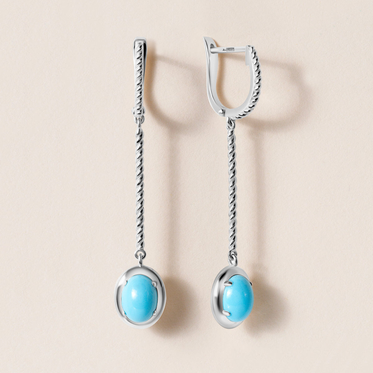 Riviera Oval Turquoise Cascade Earrings Earring ABE-238V3-OV-TQF-2  - Abtin & Co.
