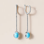 Riviera Oval Turquoise Cascade Earrings Earring ABE-238V3-OV-TQF-2  - Abtin & Co.