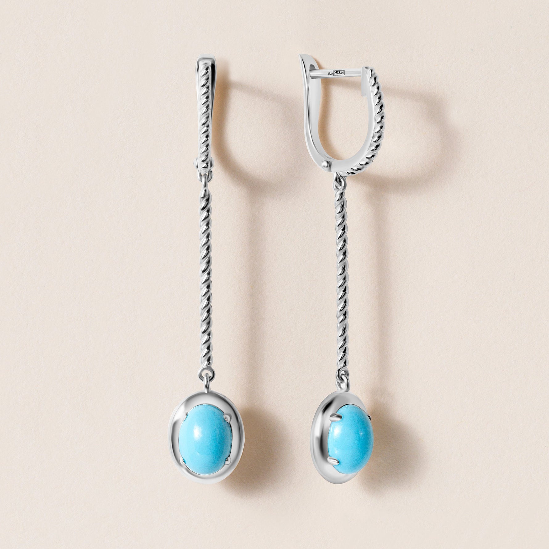 Riviera Oval Turquoise Cascade Earrings Earring ABE-238V3-OV-TQF-2  - Abtin & Co.