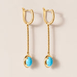 Riviera Oval Turquoise Cascade Earrings Earring ABE-238V3-OV-TQF-1  - Abtin & Co.