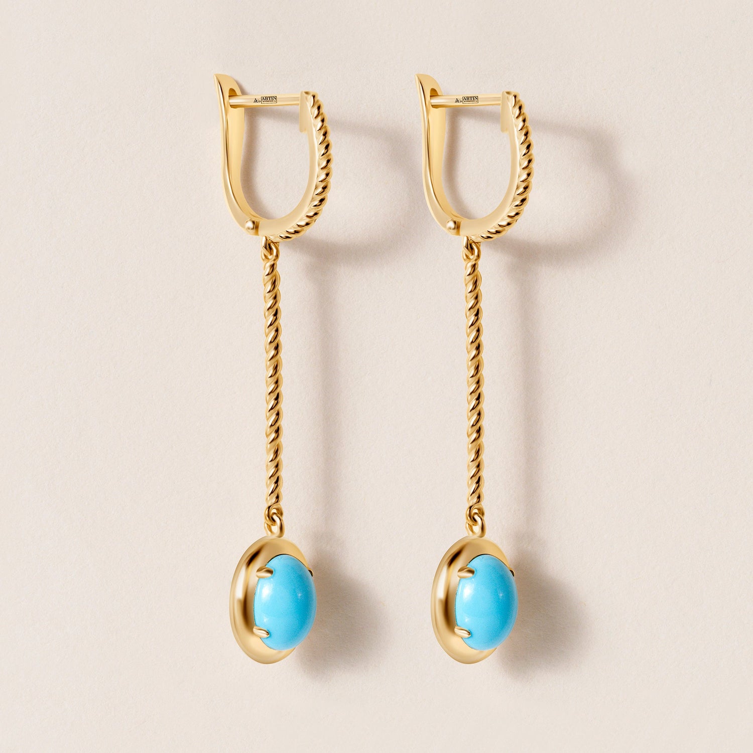 Riviera Oval Turquoise Cascade Earrings Earring ABE-238V3-OV-TQF-1  - Abtin & Co.