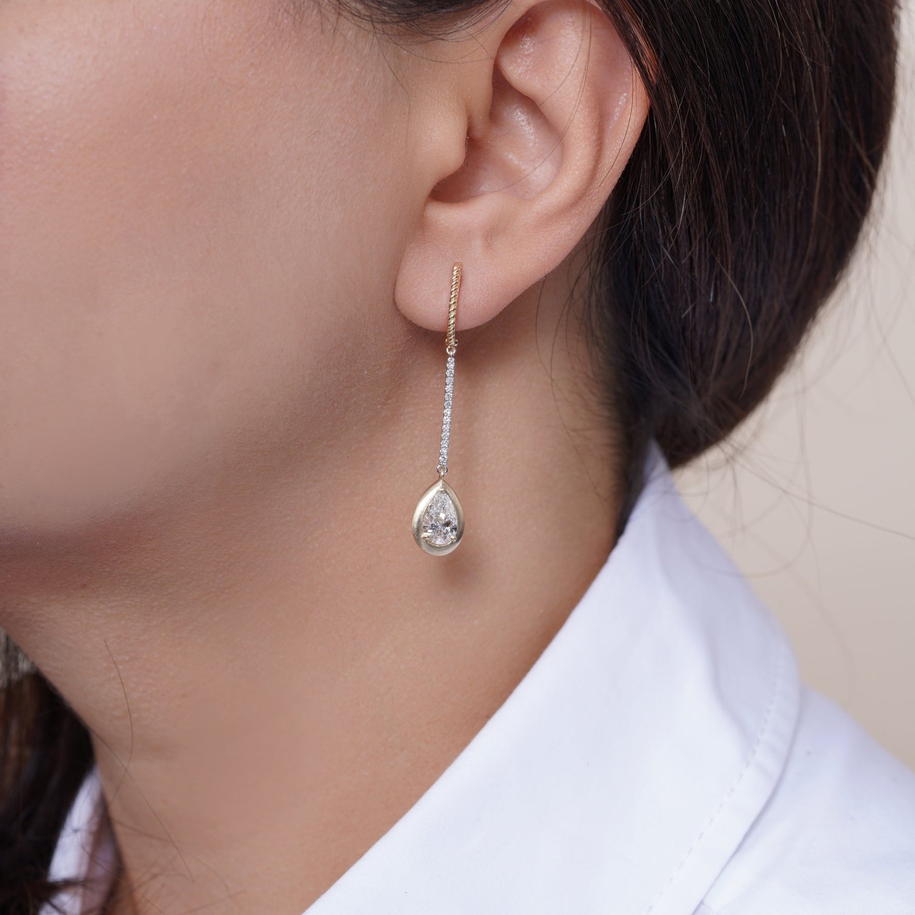 Riviera Pear Cascade Drop Earrings Earring ABE-238V5-PR-LGD-1  - Abtin & Co.