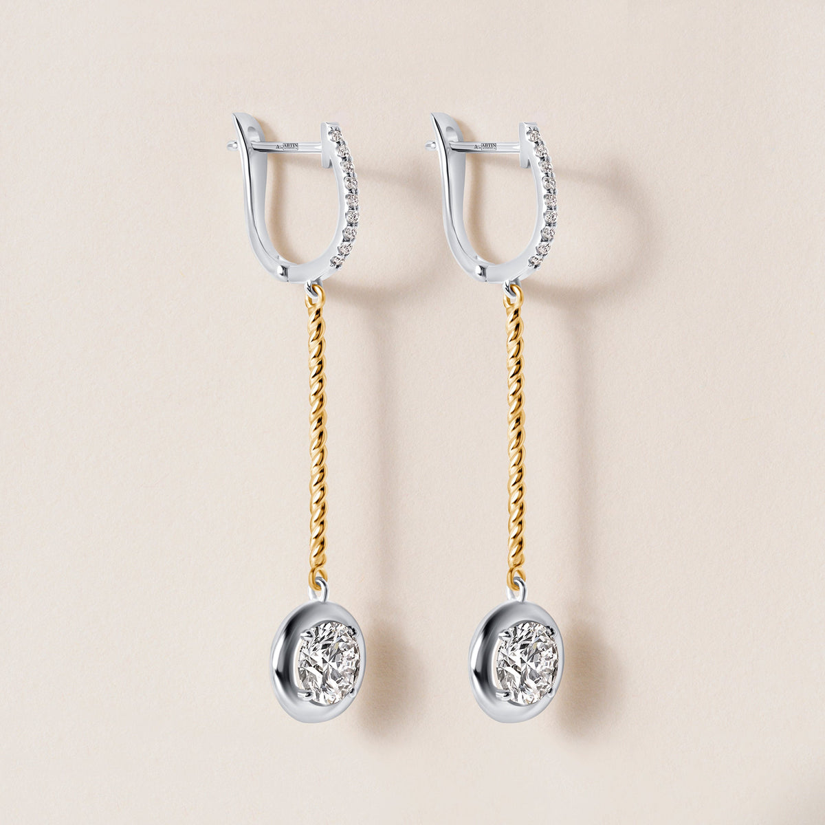 Riviera Round Cascade Drop Earrings Earring ABE-238V5-RD-LGD-1  - Abtin & Co.