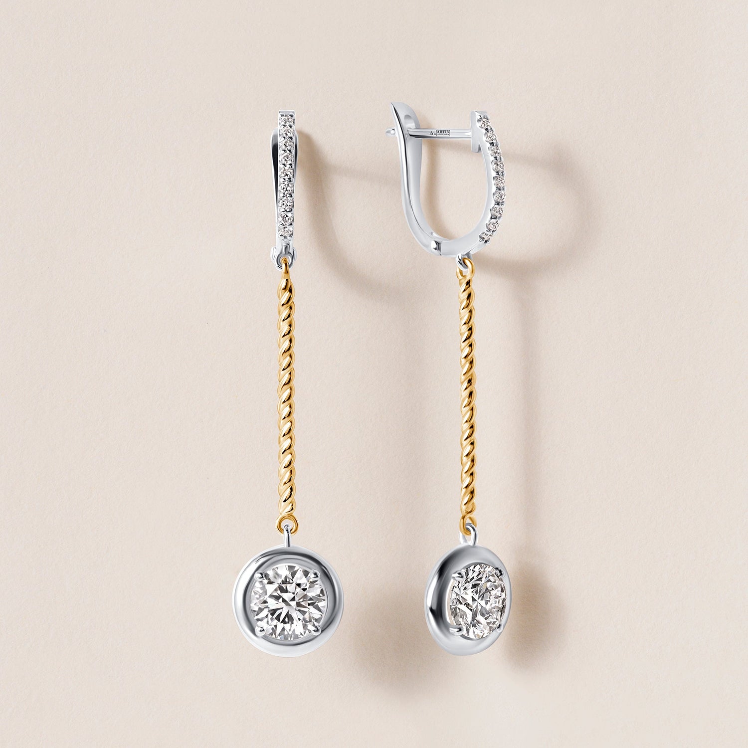 Riviera Round Cascade Drop Earrings Earring ABE-238V5-RD-LGD-1  - Abtin & Co.