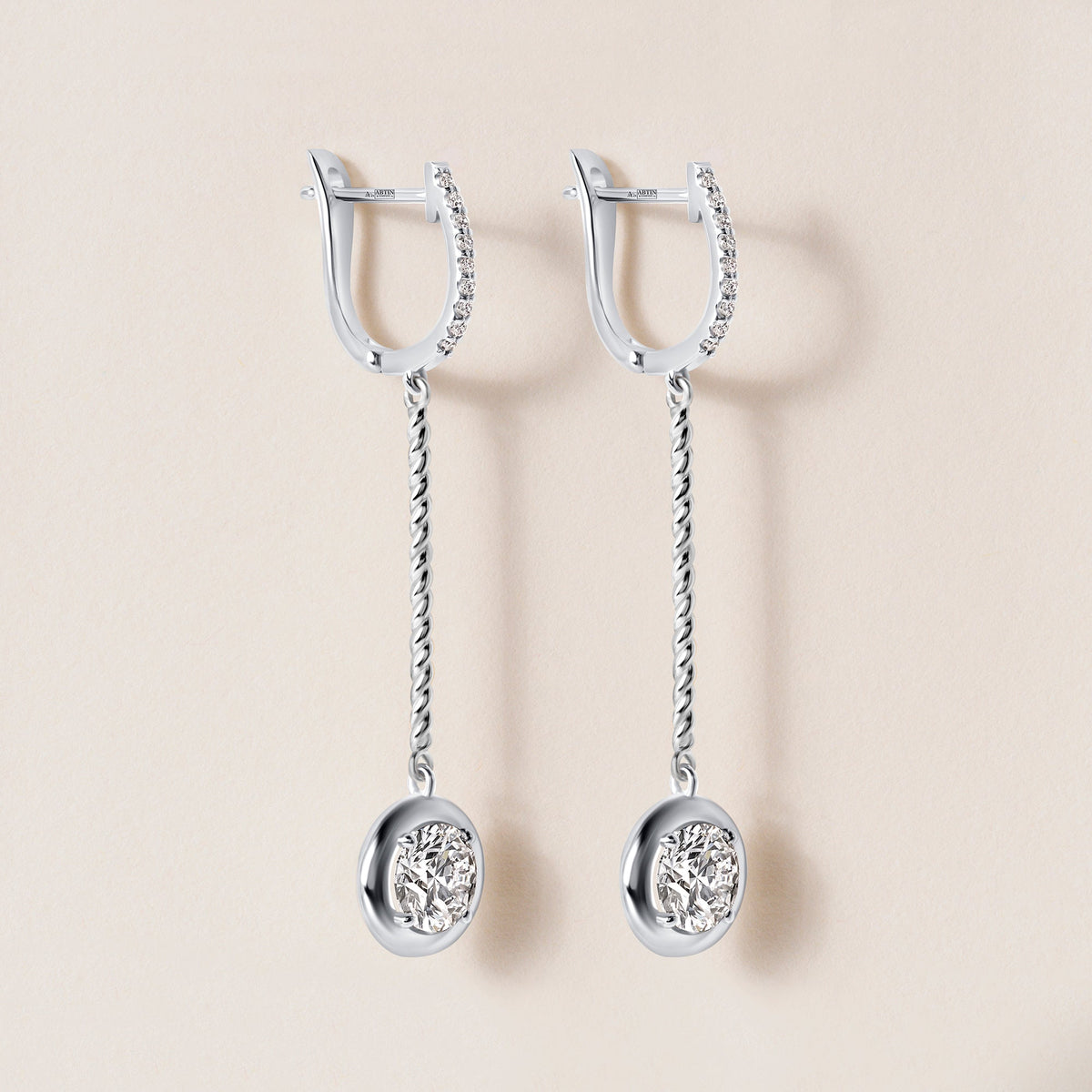 Riviera Round Cascade Drop Earrings Earring ABE-238V5-RD-LGD-4  - Abtin & Co.