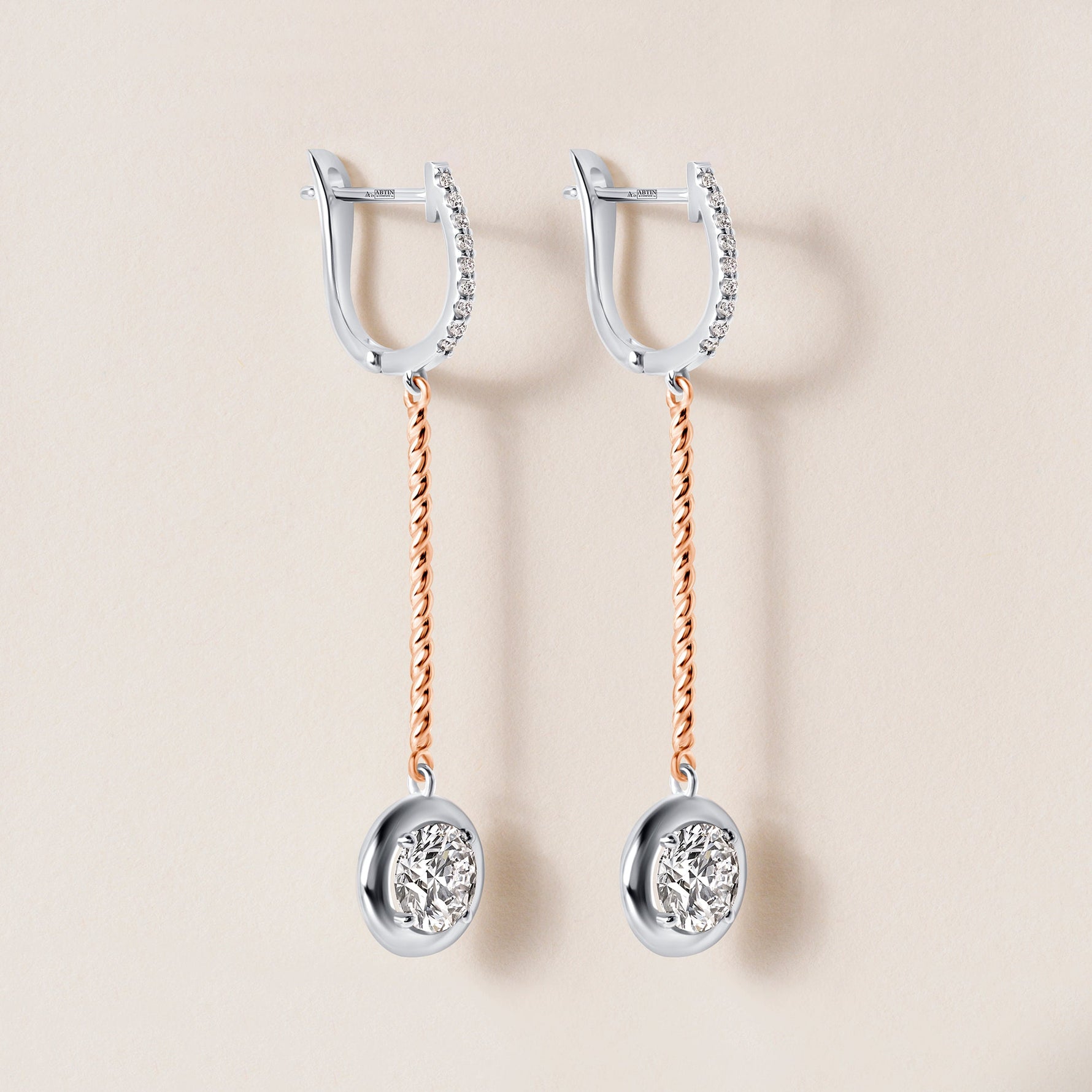 Riviera Round Cascade Drop Earrings Earring ABE-238V5-RD-LGD-7  - Abtin & Co.