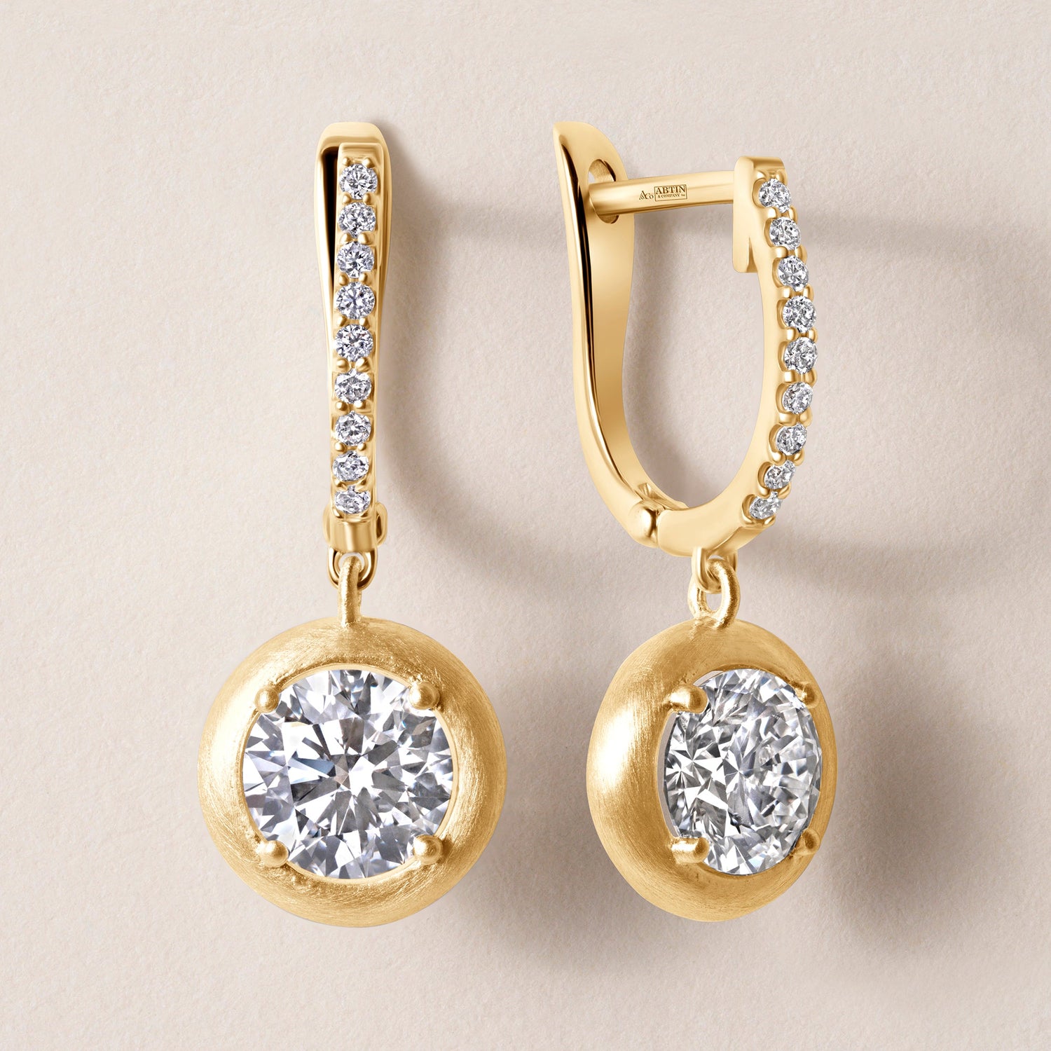 Riviera Round Drop Earrings ABE-238YV2/RD-LGD-1  - Abtin & Co.